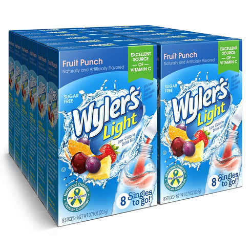 Wyler's Light Singles To Go Powder Packets, Water Drink Mix, Fruit Punch,