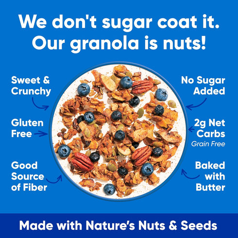 8 oz. 6 Count NuTrail Nut Granola, Blueberry Cinnamon, No Sugar Added, Gluten Free, Grain Free, Keto, Low Carb, Healthy