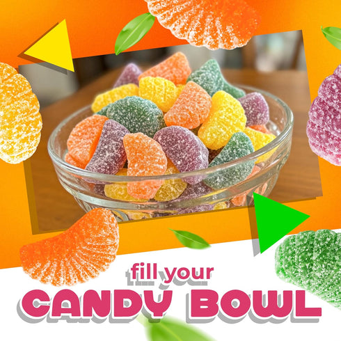 2 Lb Fruit Slices Jelly Candy | Bag | Dye Free Candy | Tangerine, Orange, Strawberry, Lemon | Naturally Flavored Bulk