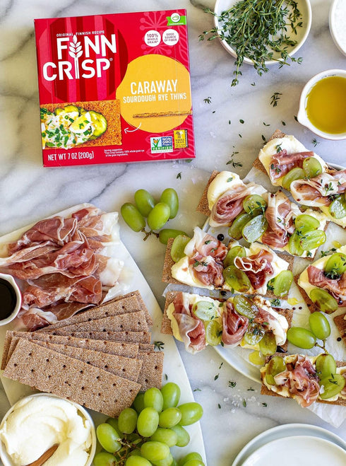 7 (Pack 9) Finn Crisp Caraway Sourdough Rye Thins, Caraway Crispbread, Ounce Boxes