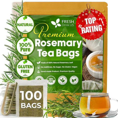 FRESHDRINKUS, Premium 100 Rosemary Leaf Tea Bags, 100% Natural and Pure Rosemary