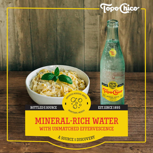 12 Oz (Pack 4), Topo Chico Sparkling Mineral Water, Classic, Fl of Glass