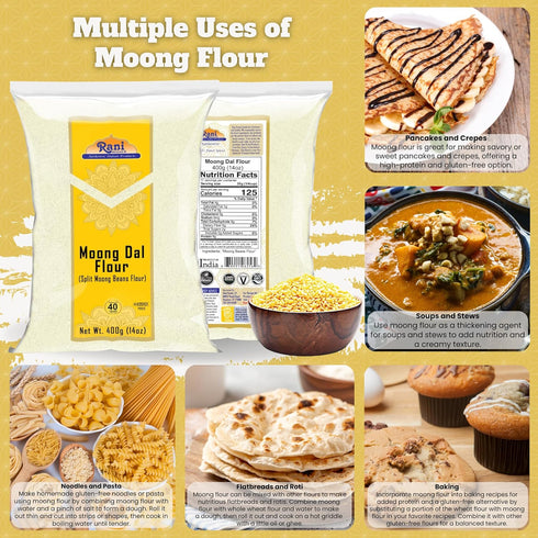 14oz (400g) Rani Moong Flour (Mung Bean Flour, Green Gram Flour) ~ All Natural | Vegan | Gluten Friendly | NON-GMO |
