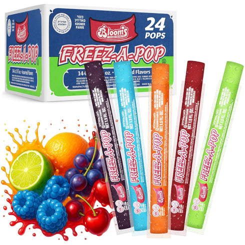 24 Count Pack Frozen Freeze Pops, Ice Pops Bulk of Refreshing Assorted Flavors, Enjoy Popsicles and Ready Anytime