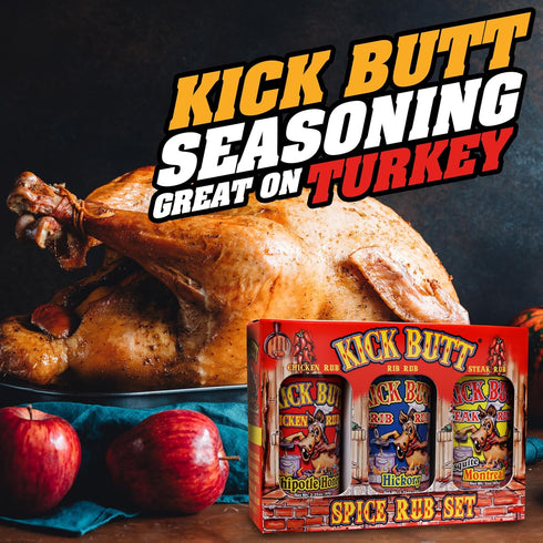 Kick Butt Spice Rub Gift Set, Gourmet Seasoning Spice Salt Set (7 oz) for Ribs Chicken Steak