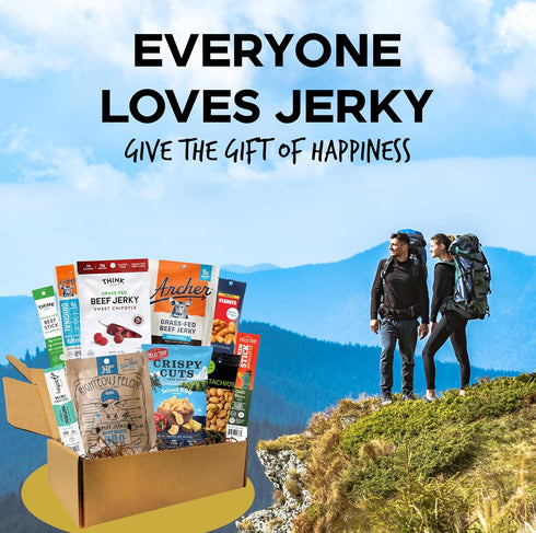Pack Macho Man Snack Jerky Gift Box - High Protein Snacks for Men, Curated Beef Jerky Assortment Gift Box for Men