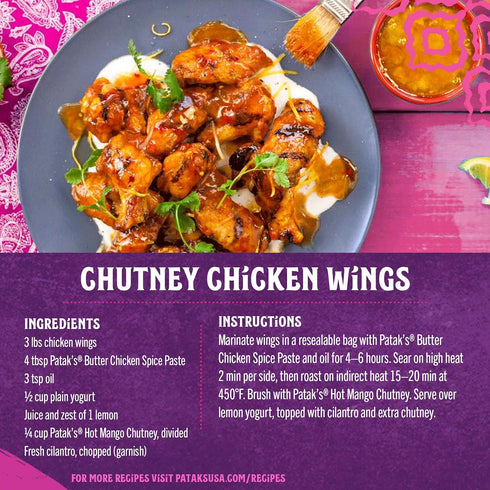 12 oz (Pack 1) Pataks Hot Mango Chutney - Sweet & Spicy Mango Chutney with Paprika & Red Chile - Vegan & Gluten-Free