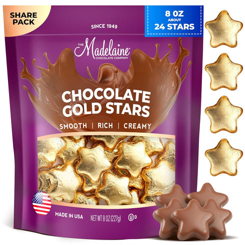 Madelaine Chocolate Gold Stars Easter Candy - 24 Milk Chocolate Candy Easter
