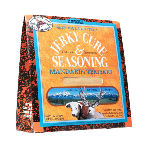 Hi Mountain Jerky Seasoning and Cure Kit | MANDARIN TERIYAKI BLEND | Create Savory Beef Jerky | Mix for 15lbs of Meat