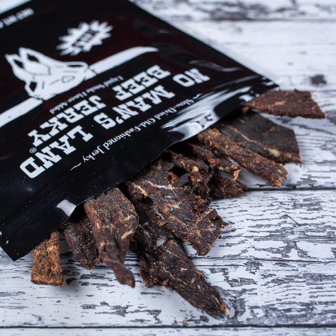17G 6oz No Mans Land High Protein Beef Jerky | Protein, Low Carb, Low Calorie Beef Snack | Slow-Dried, Smoked