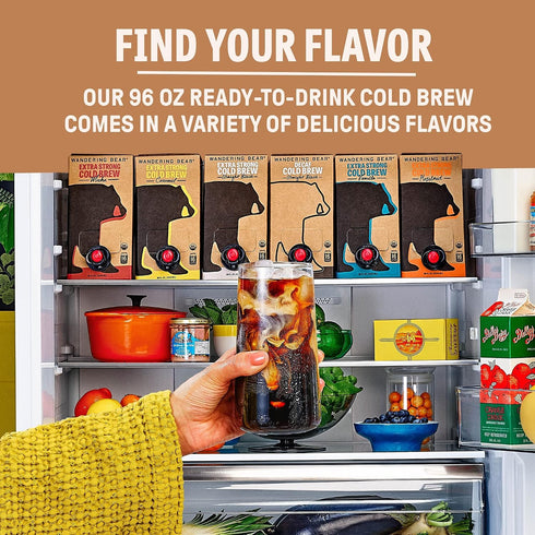 16 6fl.oz 96fl.oz Wandering Bear Decaf Cold Brew Coffee On Tap, Iced Coffee Drink - Bold, Smooth, No Sugar Added