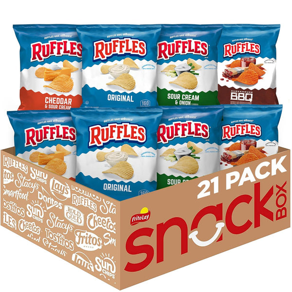 Ruffles Potato Chips, 4 Flavor Variety Pack, 1 oz Bags (Pack of