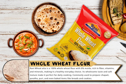 (100% 320oz (20lbs) 9.08kg Rani Chapati Flour Pure Whole Wheat Chakki Atta), For Making Roti & Indian Breads Bulk ~