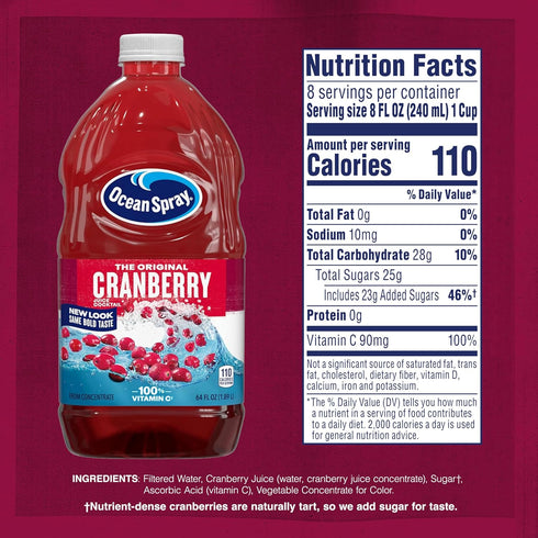64 Ocean Spray Cranberry Juice Cocktail, Ounce Bottle