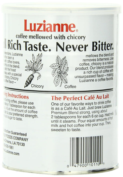 16oz (Pack 3) Luzianne Premium Blend Ground Coffee & Chicory, Canister