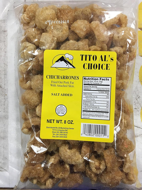 Tito AI's Choice Tito Al's Choice Chicharrones (Fried out Pork Fat w/Attached Skin) 8 Oz