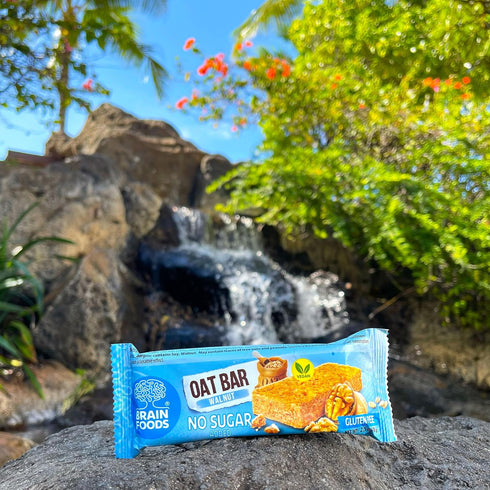 2.5oz, (12 BRAIN FOODS Oat Bars - Gluten Free, Vegan, No Sugar Added, No Palm Oil, Bars) (Walnut)