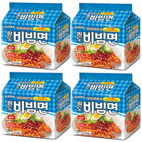 Bibimmen Pack 20, Pack (130g 20) Paldo Fun & Yum Instant Cold Noodles, of Brothless Cold Ramen with Sweet & Spicy