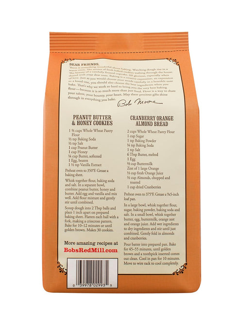 5 lb, 80 Bob's Red Mill Organic Pastry Flour Whole Wheat Ounce