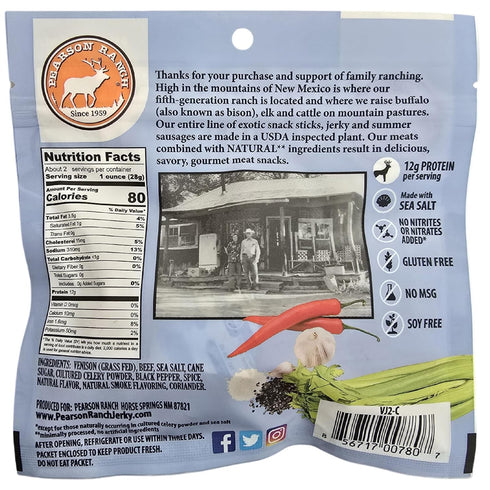 Pack 4-2.1oz Pearson Ranch Wild Grass Fed Game Variety of Bags - Venison, Elk, Buffalo, & Wild Boar - Gluten-Free