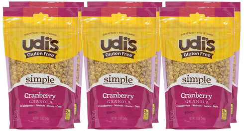Udi's 12 6 Udis Gluten Free Cranberry Granola, Ounce - per case.
