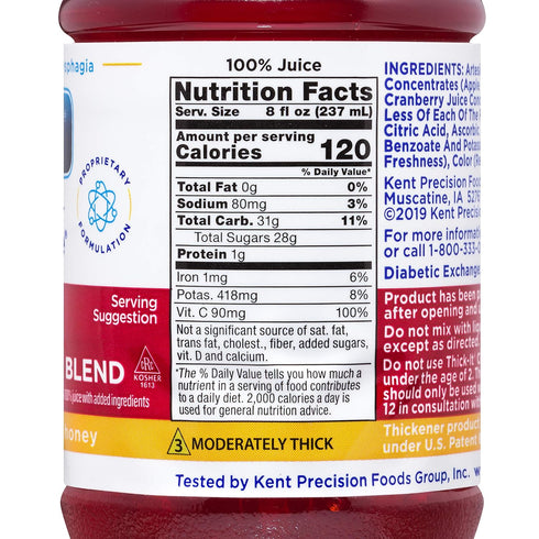 8 Oz Thick-It Clear Advantage Thickened Cranberry Juice Blend, Moderately Thick Honey Bottle, Fl