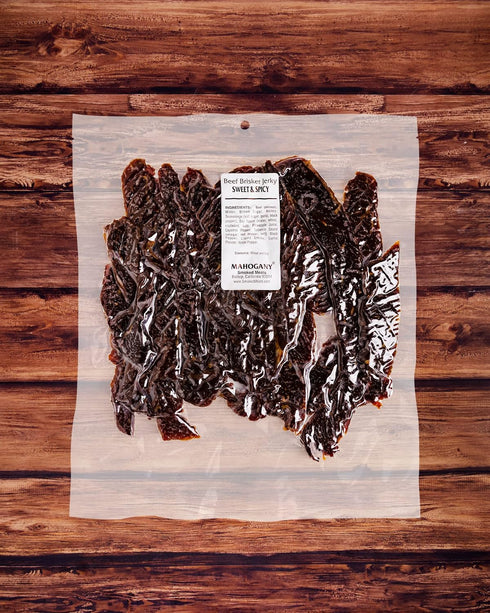 16oz Mahogany Smoked Meats: Sweet N Spicy Brisket Jerky