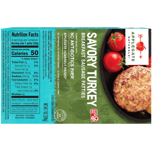Applegate 7 OZ Farms Breakfast Turkey Sausage Patties