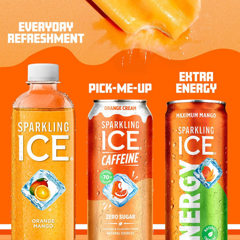 70mg 16 oz (Pack 12) Sparkling Ice Caffeine Soda Shoppe Orange Cream Perfectly Caffeinated Sparkling Water