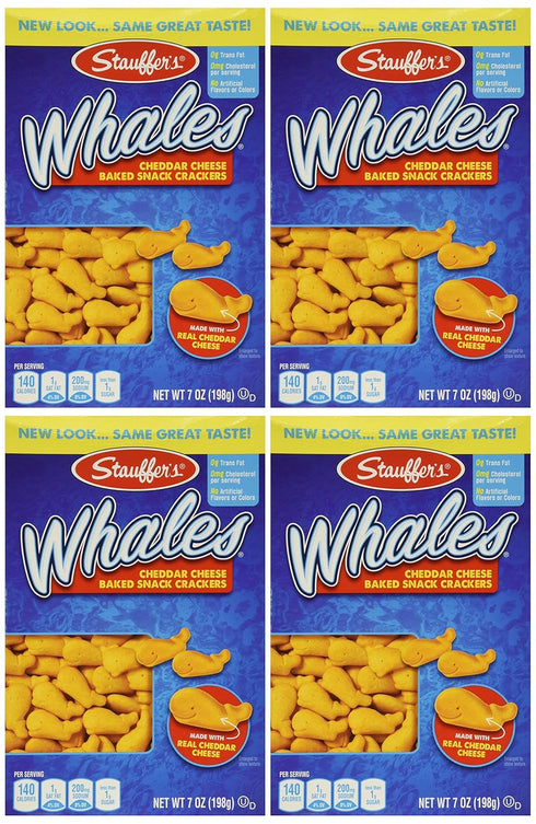 Stauffer's , Whales, Baked Cheddar Snack Crackers, 7oz Box (Pack of 4)