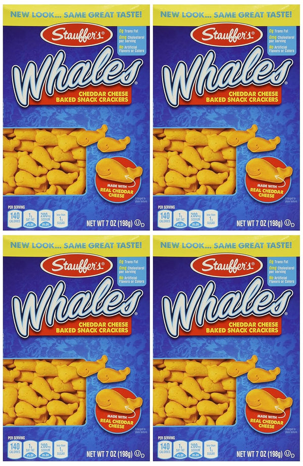 Stauffer's , Whales, Baked Cheddar Snack Crackers, 7oz Box (Pack of 4)