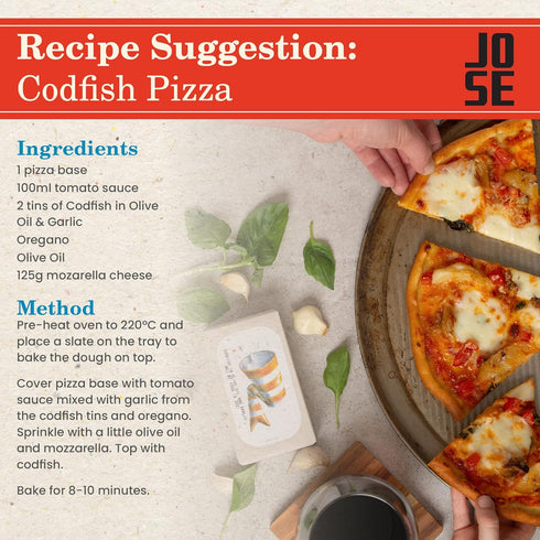 3, 125g Codfish in Olive Oil and Garlic by Jose Gourmet, Wild Caught Portuguese Codfish, Canned Cod in Olive Oil, Omega
