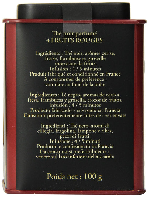Dammann 3.52 Freres Loose Leaf, Quatre Fruits Rouges, Premium Gourmet French Black Tea, Blend Strawberry, Cherry