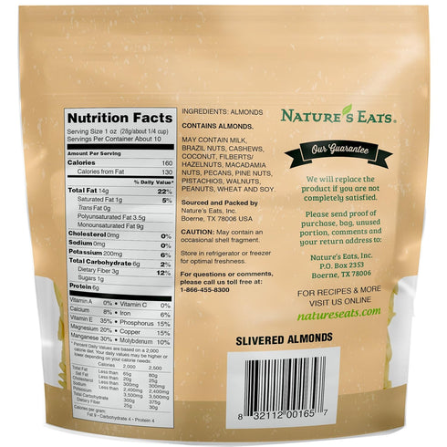 Nature's Eats Blanched Slivered Almonds, Natural, 10 Ounce