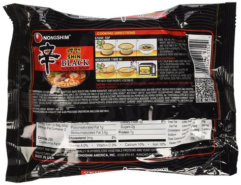 4.58 Oz 4 Packs Nongshim Shin Ramyun BLACK - (Made in USA)