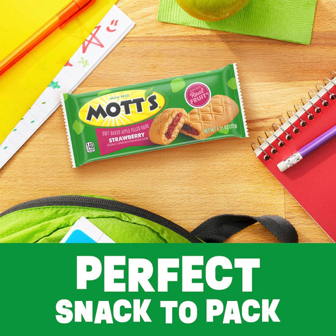 5 6.55 oz Mott's Soft Baked Apple Filled Bars, Strawberry Flavor Snacks, Made with Real Fruit, Ct