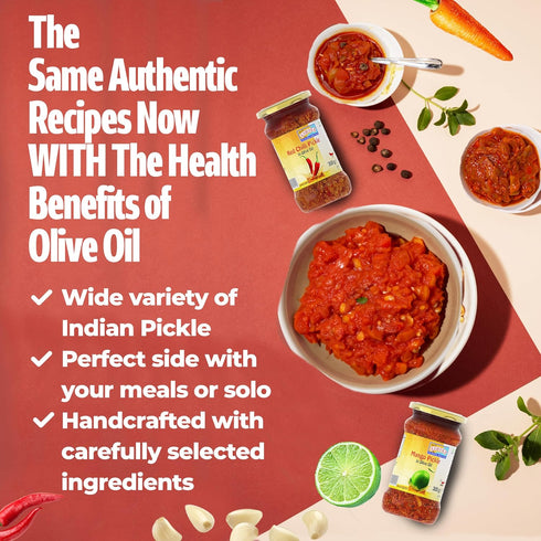 Ashoka Indian Meals 1932 Premium Olive Oil Pickles, 300 Grams - Vegan, Kosher Certified Indian Achar