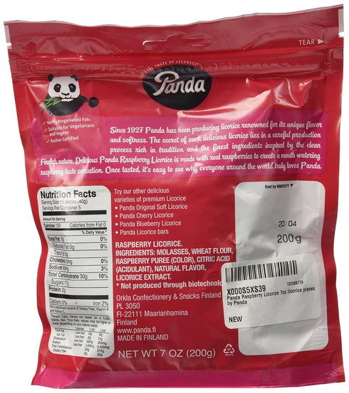 Panda Raspberry Licorice, 7oz Licorice Pieces