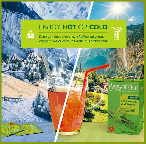 Wissotzky Lemongrass & Verbena Green Tea - 20 Tea Bags | Soothing Aroma | Antioxidant Rich