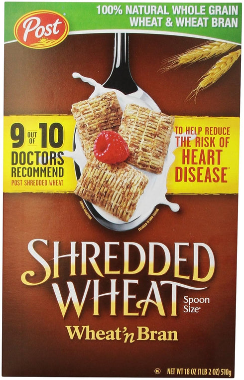 Shredded Wheat Post, , Wheat & Bran Cereal, 18 oz - SET OF 2