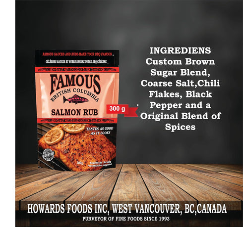 Famous 300 Pack British Columbia Salmon Rub Authentic West Coast Salmon Seasoning for BBQ, Oven, and Cedar Planking