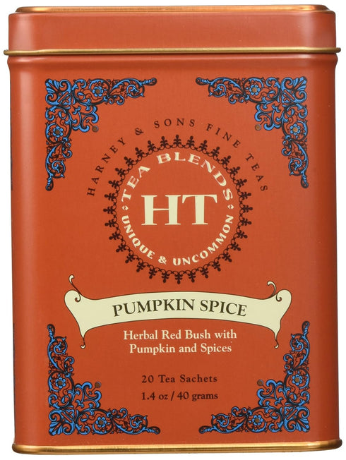 20 Harney & Sons Pumpkin Spice Rooibos Tea ct Sachet Tin