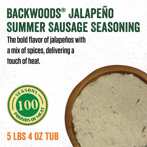 Summer 100 5 4 Packet LEM Products Backwoods Jalapeno Cured Sausage Seasoning, Ideal for Wild Game and Domestic Meat