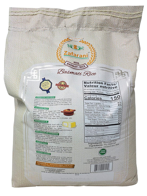 Zafarani 20 LB Aged Basmati Rice Aromatic Extra Long Grain Rice from India