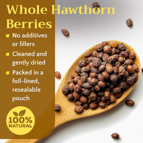 2 lb (32oz) Hawthorn Berry Tea - Whole Berries Dried - Natural Crataegus Monogyna, Bulk