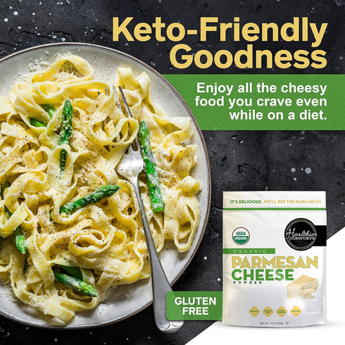 (7 (Pack 1), Healthier Comforts Organic Parmesan Cheese Powder, Kosher, Non-GMO, Chemical Free, Gluten Free, Keto