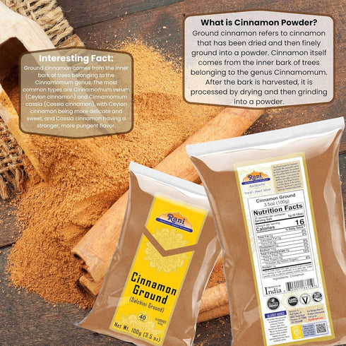 Rani Cinnamon Powder (Ground) Spice, 3.5oz (100g) - All Natural, Salt-Free, Vegan, Gluten Friendly