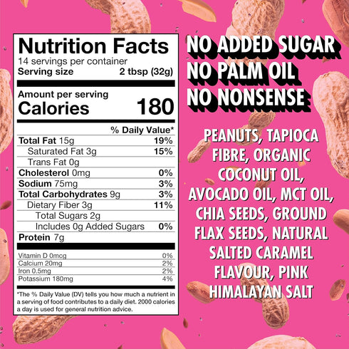(16oz FATSO Crunchy Salted Caramel Peanut Butter - Natural Nut Spread w/Plant-based Seeds & Superfats - Keto-friendly