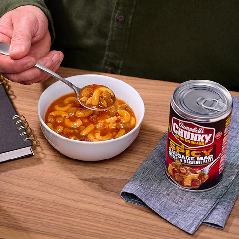 18.8 oz Campbells Chunky Spicy Sausage Mac Soup, Can