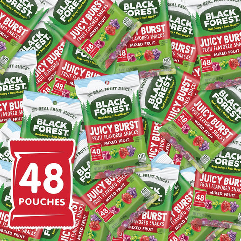 2.25 (Pack 48) Black Forest Juicy Burst Fruit Snacks, Mixed Fruit, Ounce Pouches